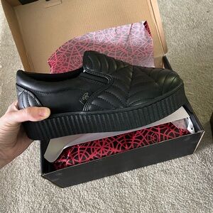 Strange Cvlt slip on platform sneakers black slypt web